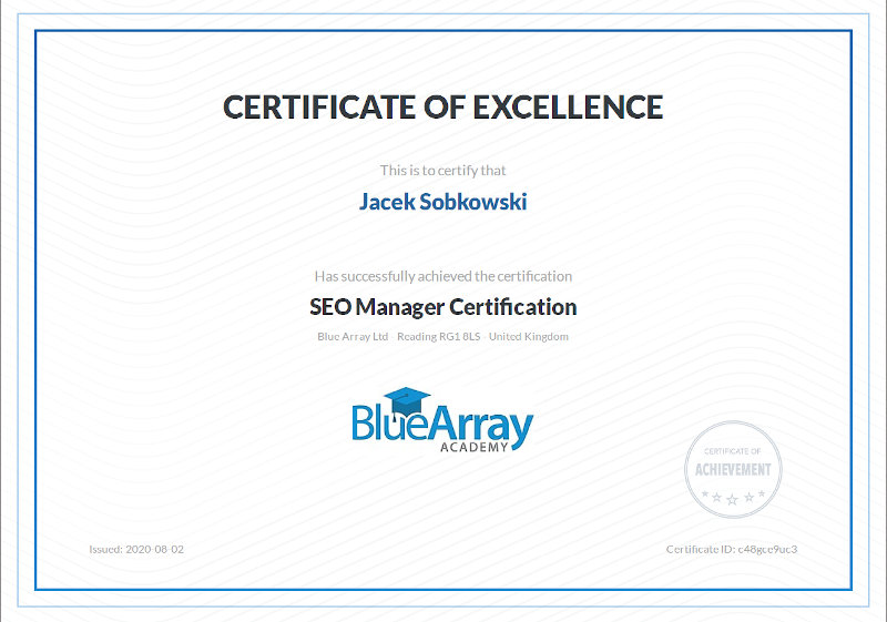 Certyfikat SEO